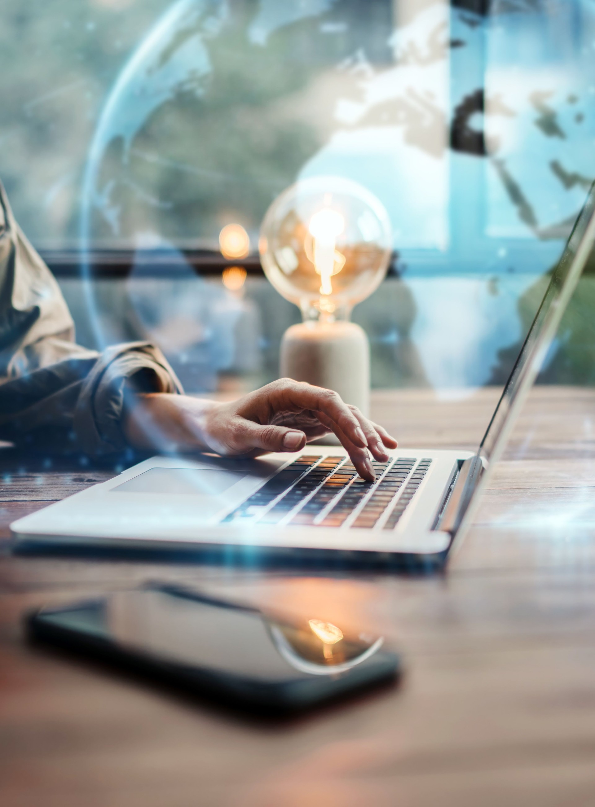 Woman working on laptop. Freelancer at remote work. Female student learning on-line via computer. Global networking